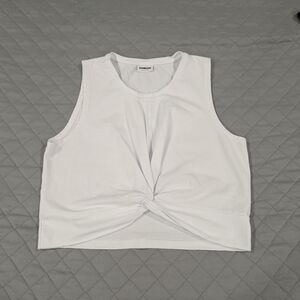 NOISY MAY White cotton Twist Front Crop Top Size XL
